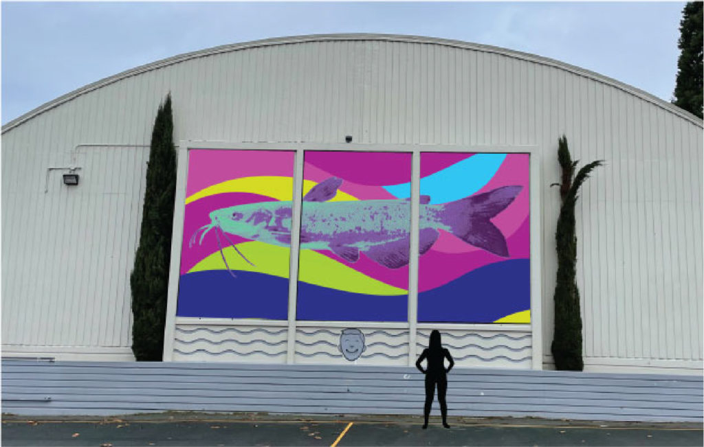 Mural featuring a colorful Channel Catfish